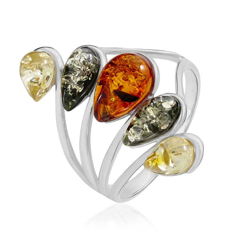 Bague Jaden Argent Blanc Ambre - Spannringe Damen | OROVIVO