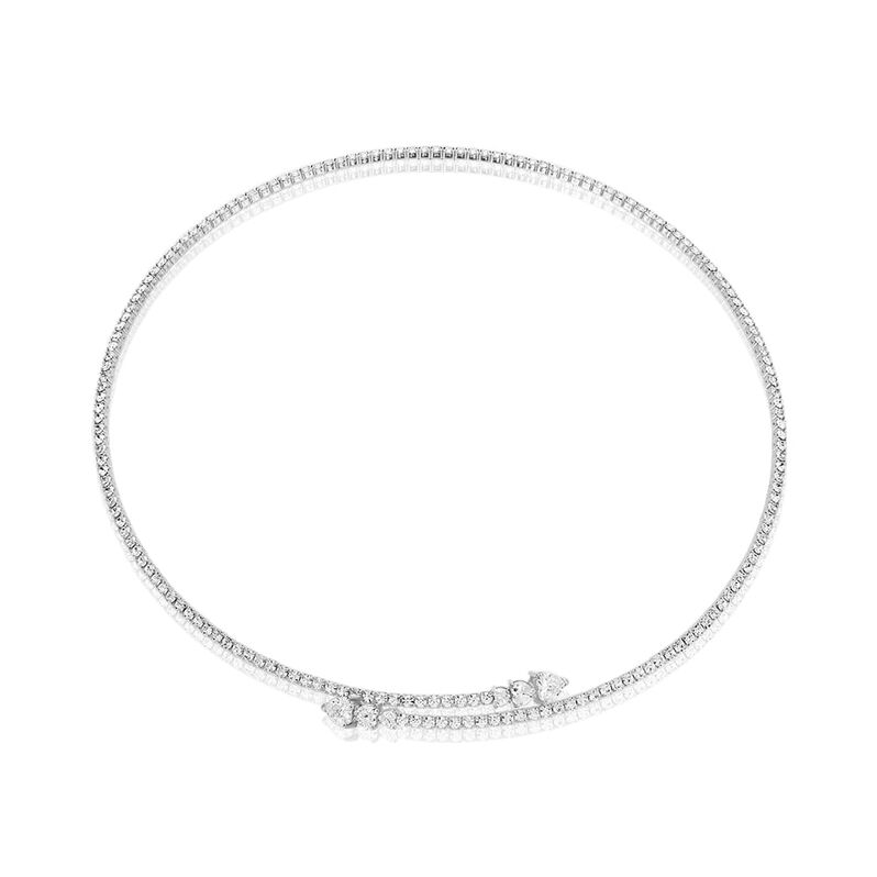 Collana rigida in metallo rodiato e strass - Spannringe Damen | OROVIVO
