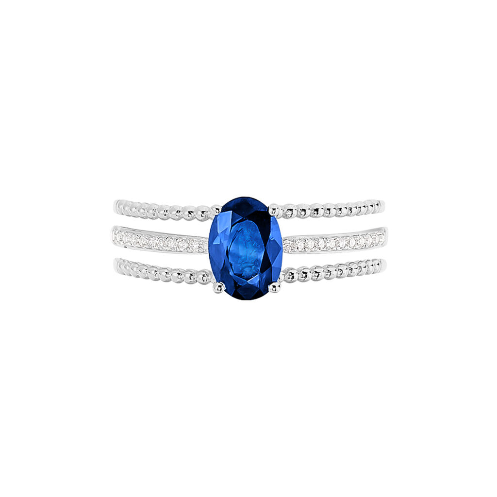 Bague Andrea Or Blanc Saphir Et Diamant - Spannringe Damen | OROVIVO