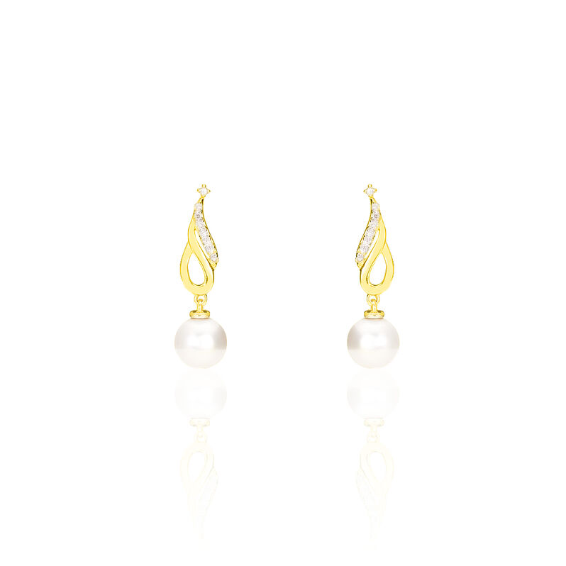 Boucles D'oreilles Lou Or Jaune Perles - Spannringe Damen | OROVIVO