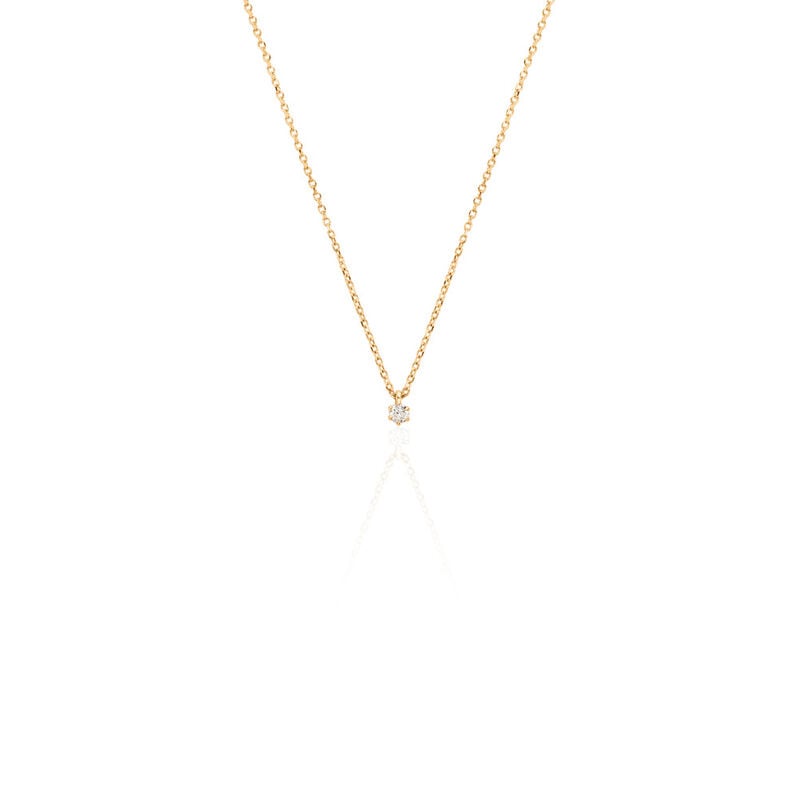 MONOPOLI Damen Collier Gold 585 (14 Karat) Diamant Wei&szlig; 0,060 ct - Halsketten Damen | OROVIVO