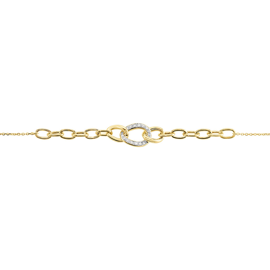 Damen Armband Gold Bicolor Gelb/Silber 375 Diamant 0,07ct Oval Pany 20cm - Armbänder mit Anhänger Damen | OROVIVO