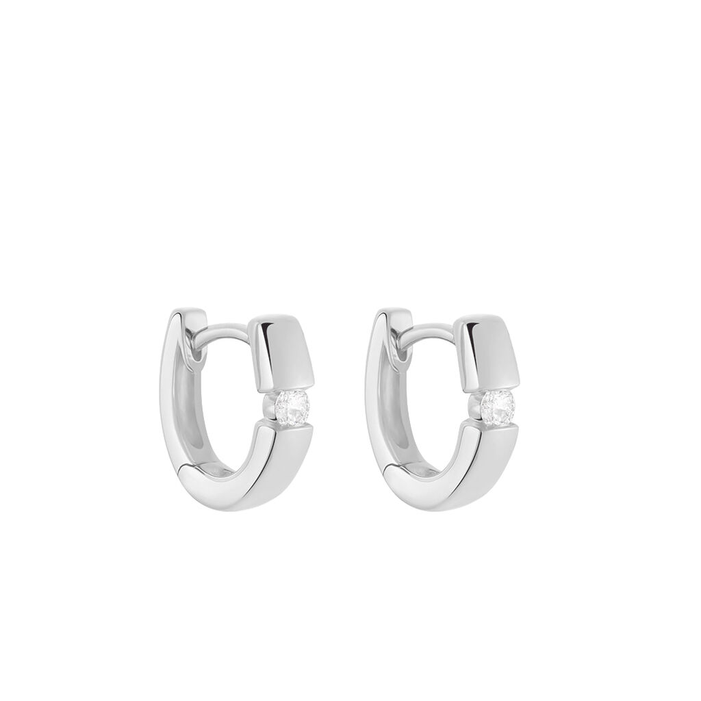 Damen Creolen Weißgold 375 Diamant 0,1ct Seville 11,00mm 3,00mm  - Creolen Damen | OROVIVO