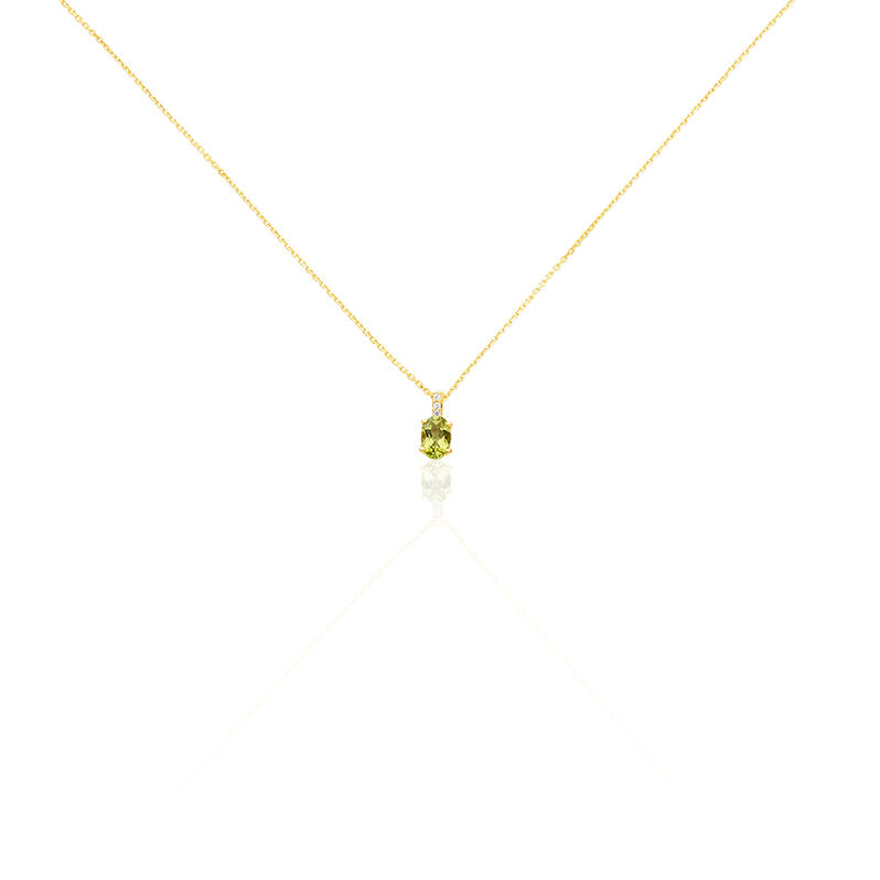 ELENEA Damen Collier Gold 375 (9 Karat) Peridot Gr&uuml;n 0,49 ct Oval - Halsketten Damen | OROVIVO