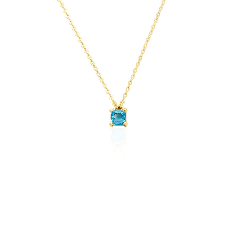 Oxicean Damen Collier Gold 375 (9 Karat) Zirkonia Blau Viereck - Halsketten Damen | OROVIVO