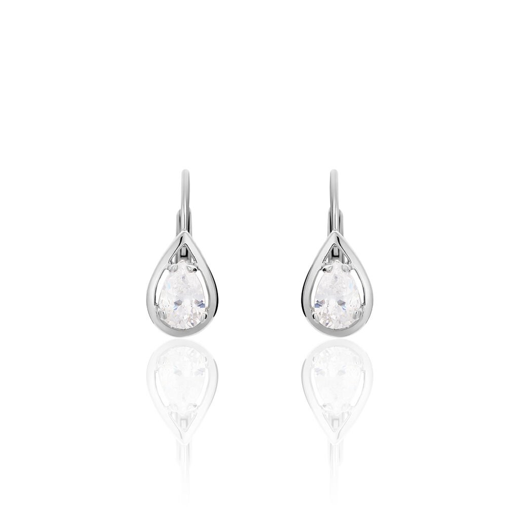 LISEL Damen Ohrringe Lang Silber 925 Zirkonia Wei&szlig; Tropfen