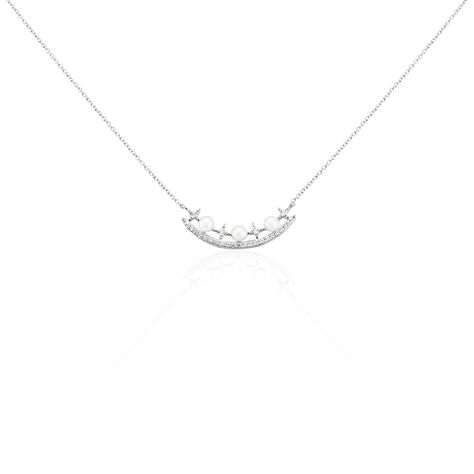 Damen Halskette Weißgold 375 Zuchtperle Zirkonia - Halsketten Damen | OROVIVO