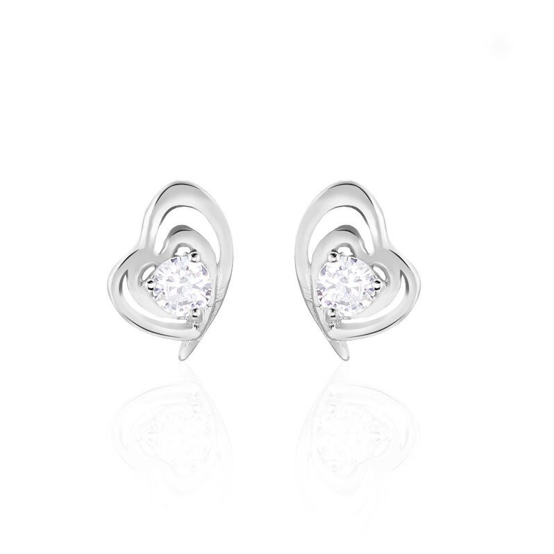 ASHLEY HERZ 6 Damen Ohrstecker Silber 925 Zirkonia Weiß Herz - Ohrstecker Damen | OROVIVO