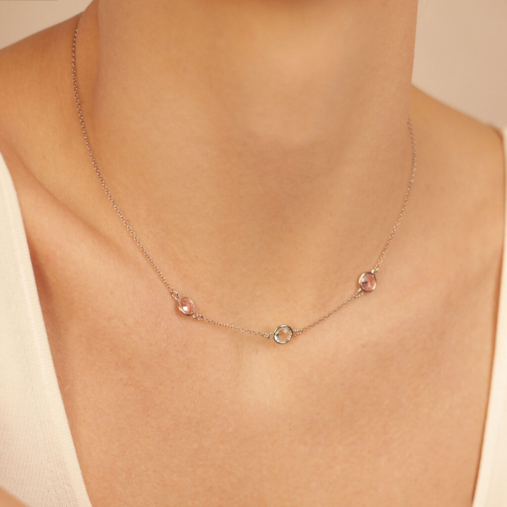 Damen Collier Silber Silber 925 Zirkonia Rosé Kreis Kreis Scharika - Halsketten Damen | OROVIVO