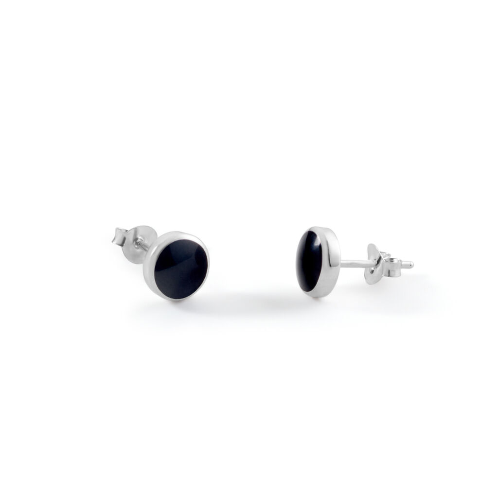 SELIRA Damen Ohrstecker Silber 925 Onyx Schwarz 0,22 ct Kreis