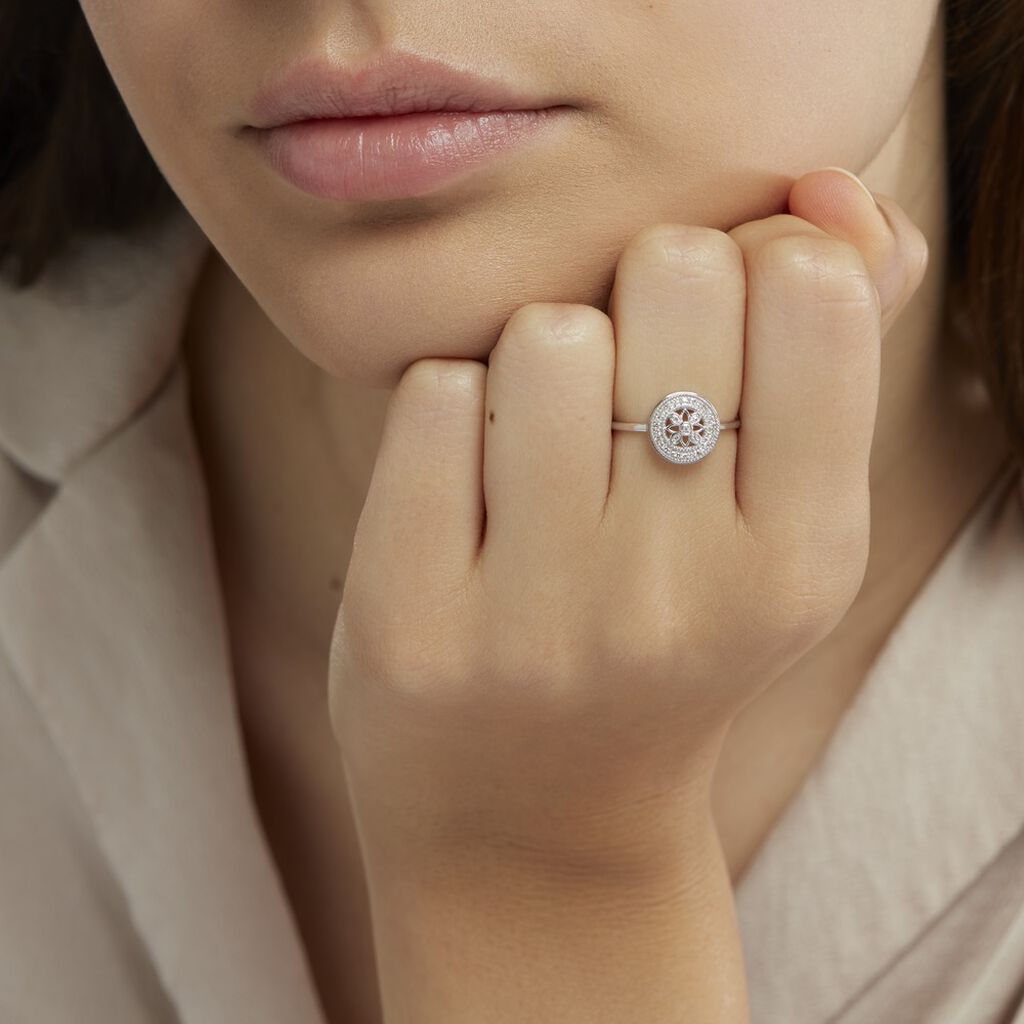 Bague Or Weiss Elfidiane Cercle Fleur Di - Spannringe Damen | OROVIVO