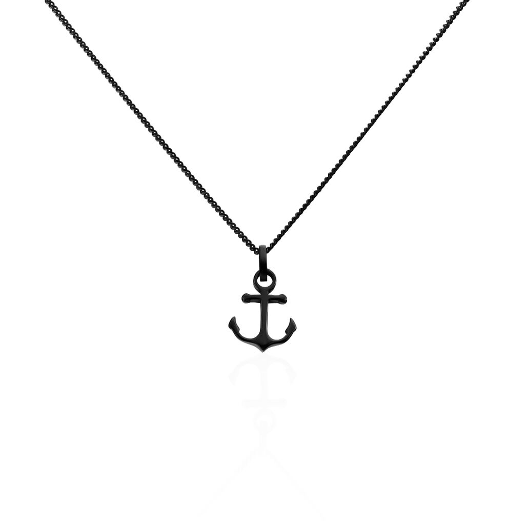 ANGUS Herren Collier Edelstahl Schwarz Anker - Halsketten Herren | OROVIVO