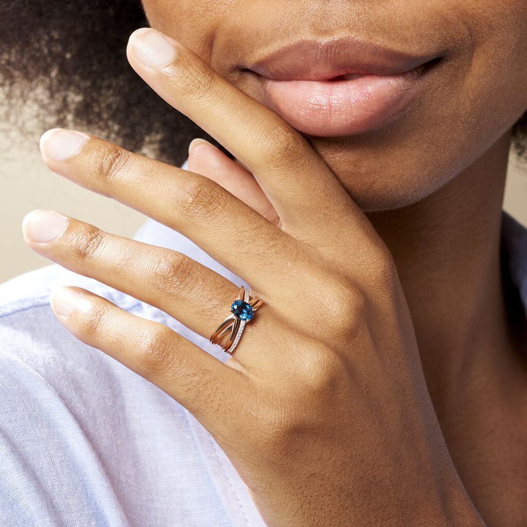 Bague Sare Or Rose Topaze Et Oxyde De Zirconium - Spannringe Damen | OROVIVO