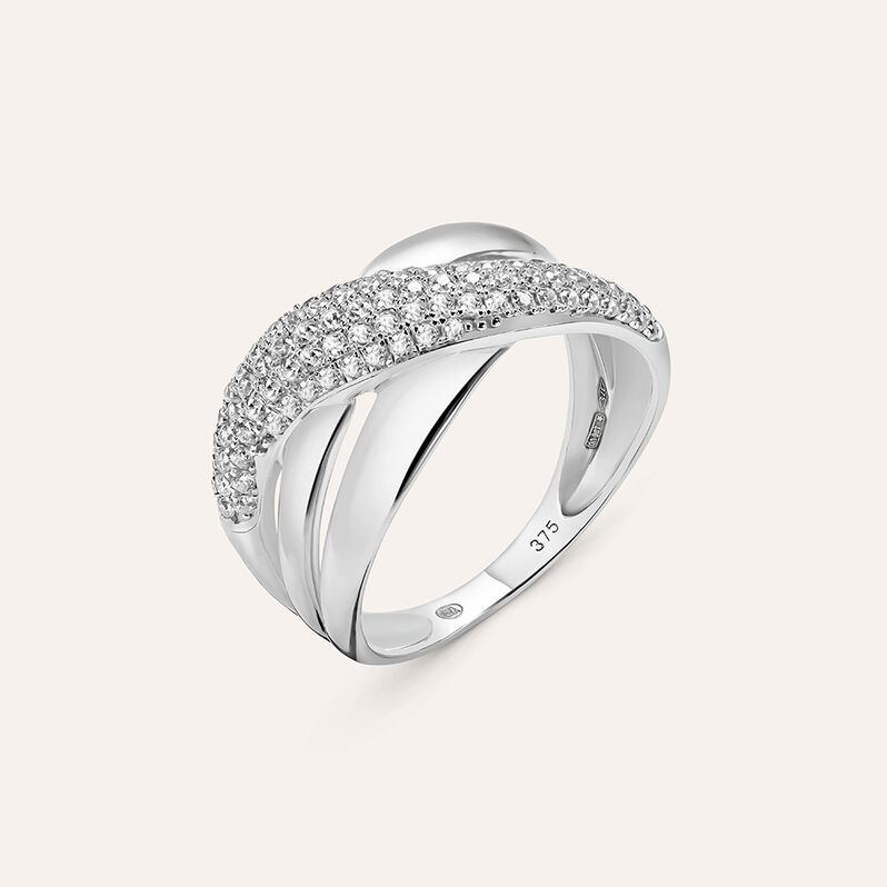 Anello Fascia Claire Oro Bianco Cubic Zirconia - Spannringe Damen | OROVIVO