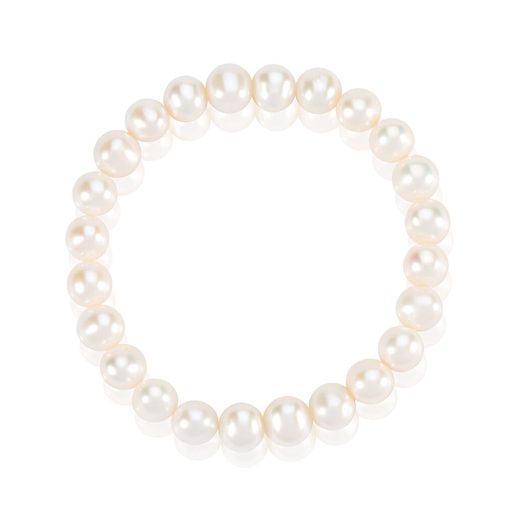 Damen Armband Elastisch Weiß Rund Weiß Marylin 1,9cm - Neuheiten Damen | OROVIVO