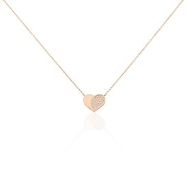 Damen Halskette Silber 925 Roségold Zirkonia Herz Devena - Herzketten Damen | OROVIVO