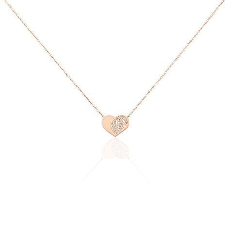 Damen Halskette Silber 925 Roségold Zirkonia Herz Devena - Halsketten Damen | OROVIVO
