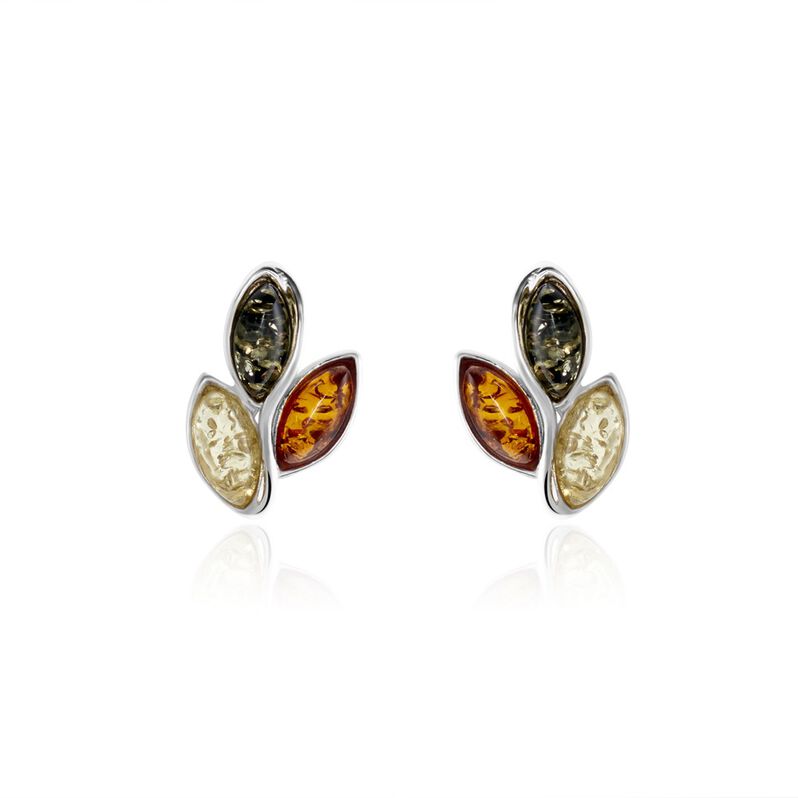 Boucles D'oreilles Puces Argent Blanc Claudetteae Ambres - Spannringe Damen | OROVIVO