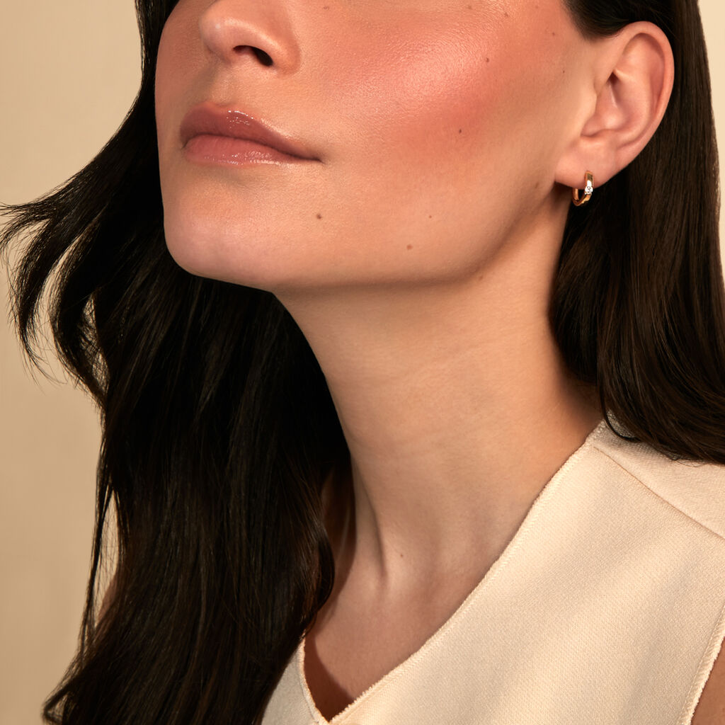 TRANG Damen Creolen Gold 375 (9 Karat) Zirkonia Wei&szlig; 0,04 ct