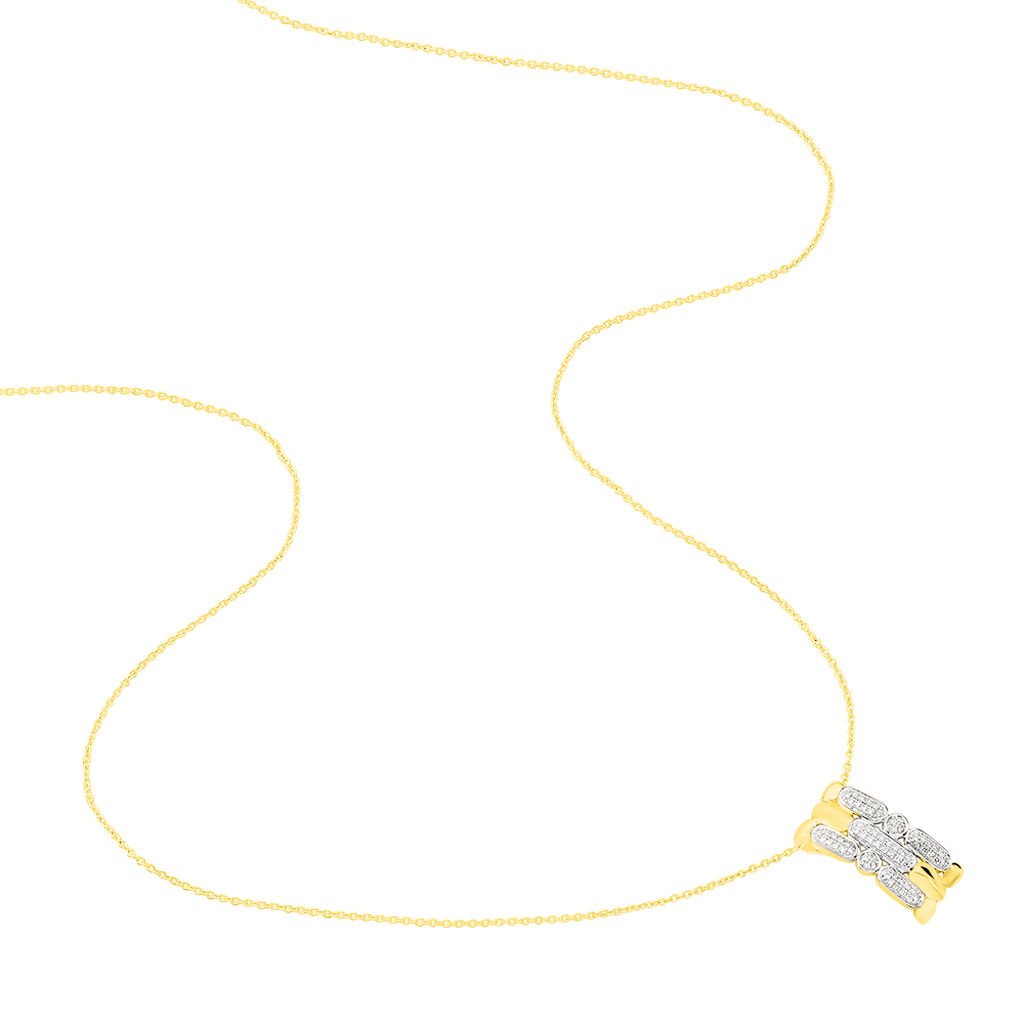 ETTA Damen Collier Gold 375 (9 Karat) Diamant Wei&szlig; 0,14 ct Barren