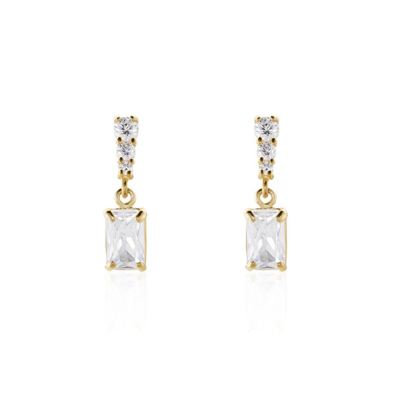 Damen Ohrringe Lang Gold 375 Zirkonia  - Ohrringe mit Stein Damen | OROVIVO