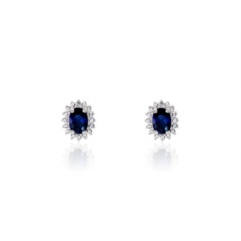 Damen Ohrstecker Silber Silber 925 Glas Blau Sinya 