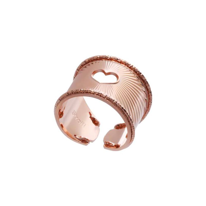 Anello cuore a fascia in bronzo rosato - Spannringe Damen | OROVIVO