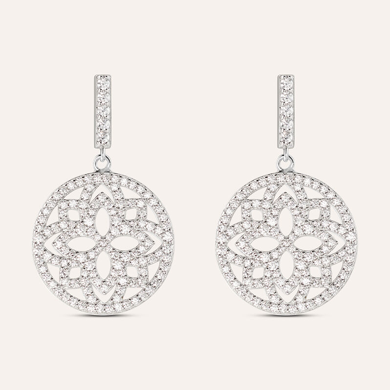Orecchini Pendenti Silver Shine Argento Rodiato Cubic Zirconia - Spannringe Damen | OROVIVO