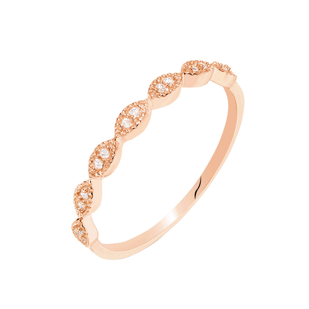 HESTIA Damen Ring Rosegold 375 (9 Karat) Zirkonia Weiß Tropfen, Ring mit Stein