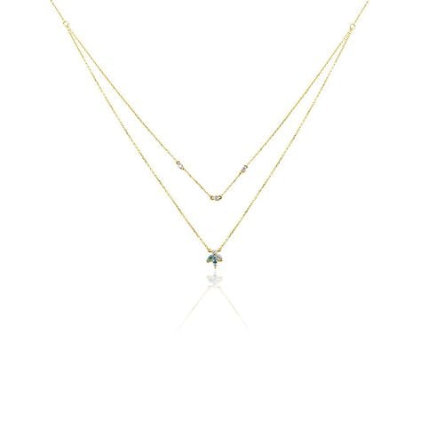 Damen Collier Gold 375 Topas Swiss Blue 0,34ct Blume Santorini - Halsketten Damen | OROVIVO
