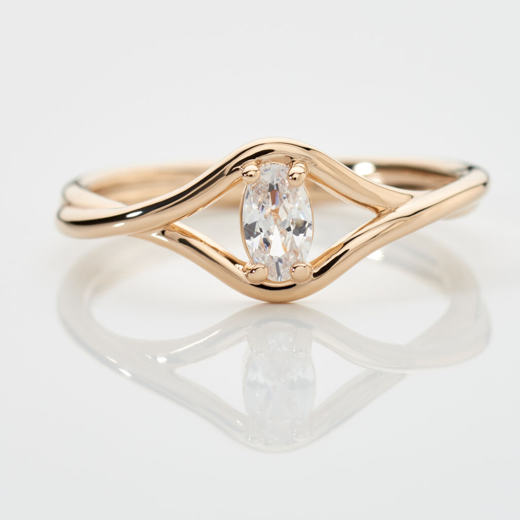 REMI Damen Ring Vergoldet Zirkonia Wei&szlig; Tropfen