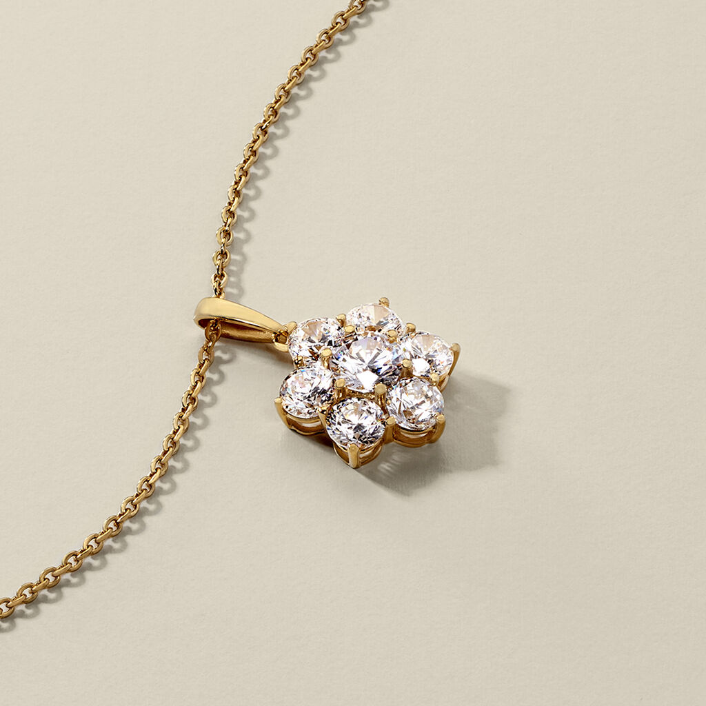 Damen Collier Gold 375 Zirkonia Blume Pentas - Halsketten Damen | OROVIVO