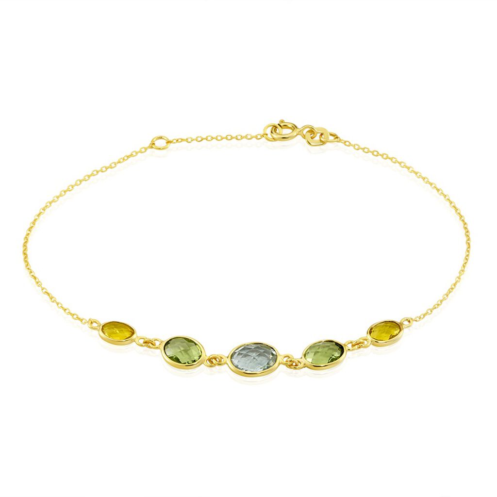 ZORNICA Damen Armkette Silber vergoldet 925 Andere Steine Grün 1,55 ct, Armkette mit Stein