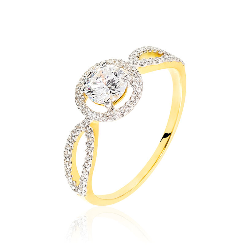 Bague Solitaire Or Jaune Oxyde De Zirconium - Spannringe Damen | OROVIVO