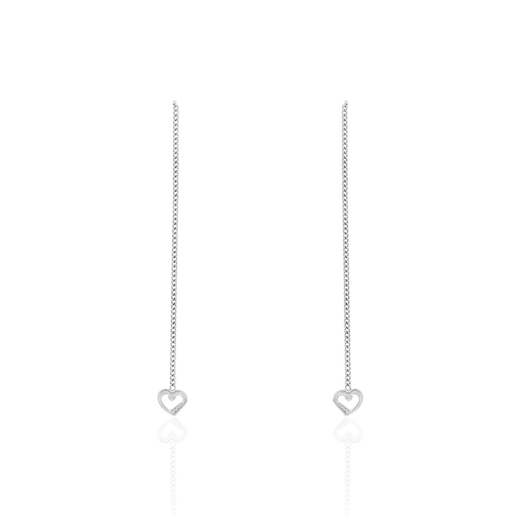 Damen Ohrstecker Lang Silber 925 Herz Vanja, Ohrringe Lang ohne Stein