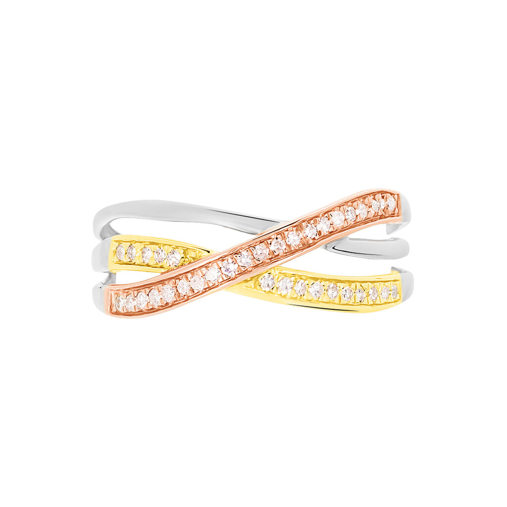 Bague Or Tricolore Sabera Vagues Diamant - Spannringe Damen | OROVIVO