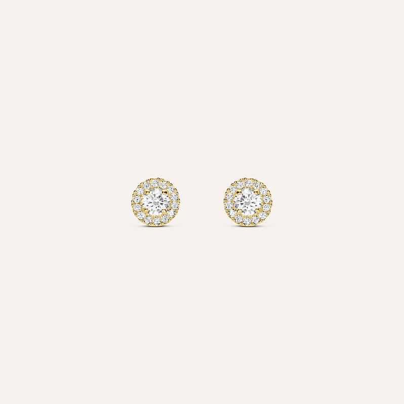 Orecchini Lobo Punto Luce Bon Ton Oro Giallo Cubic Zirconia - Spannringe Damen | OROVIVO
