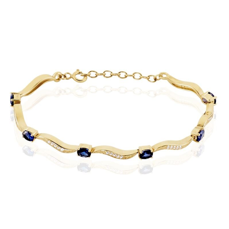 Bracelet Plaqué Or Kristal Oxydes De Zirconium Et Pierres Bleues - Spannringe Damen | OROVIVO