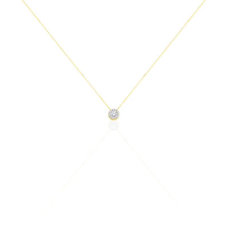 Damen Collier Gold Bicolor 375 (9 Karat) Zirkonia Wei&szlig; Kreis - Halsketten Damen | OROVIVO