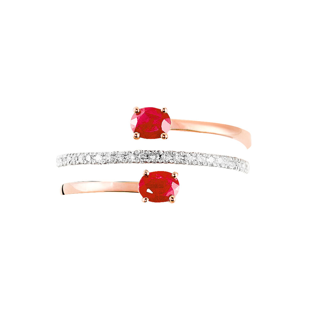 Bague Or Rose Rubis Et Diamant - Spannringe Damen | OROVIVO
