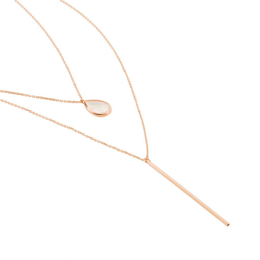 Damen Halskette Roségold 375 Rosenquarz Tropfen Modou - Halsketten Damen | OROVIVO