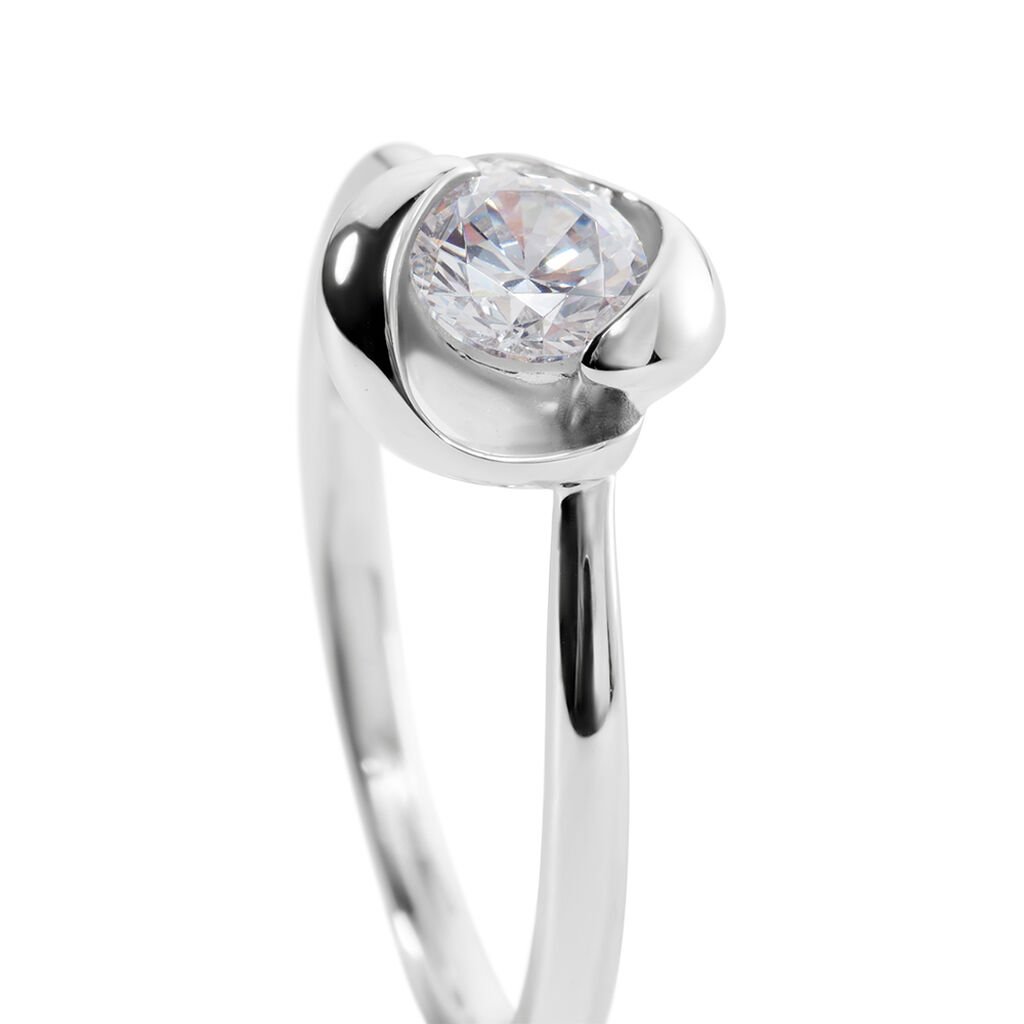 LUCY Damen Ring Silber 925 Zirkonia Wei&szlig; 0,87 ct Blume