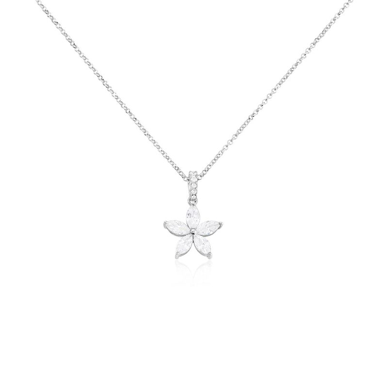 KENIA Damen Collier Silber 925 Zirkonia Wei&szlig; 1,69 ct Blume - Halsketten Damen | OROVIVO
