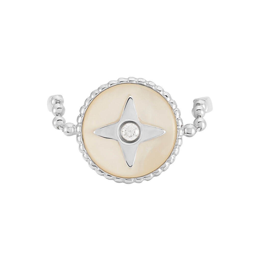 Damenring Weißgold 375 Zirkonia Perlmutt - Ringe mit Stein Damen | OROVIVO