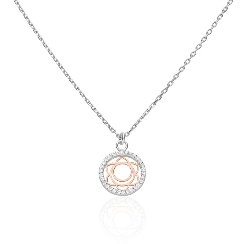 Collana in argento bicolore e zirconi con ciondolo II Chakra delle emozioni - Spannringe Damen | OROVIVO