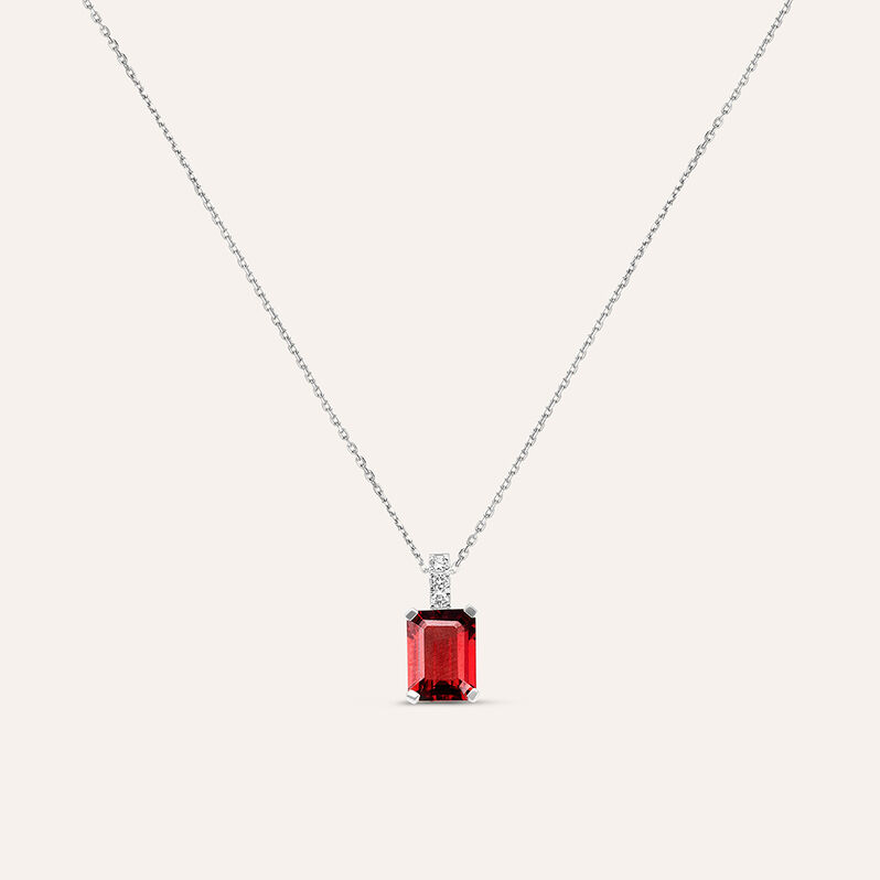Collana Jasmine Oro Bianco Rodolite Diamante - Spannringe Damen | OROVIVO