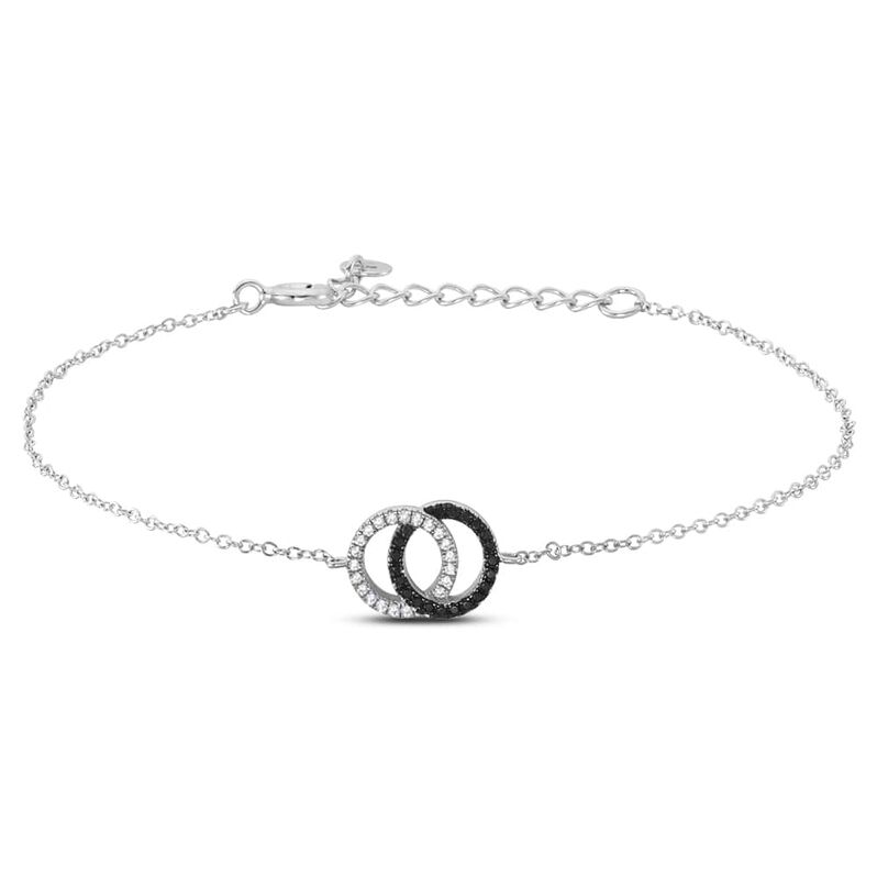 Bracciale in argento e zirconi bianchi e neri - Spannringe Damen | OROVIVO