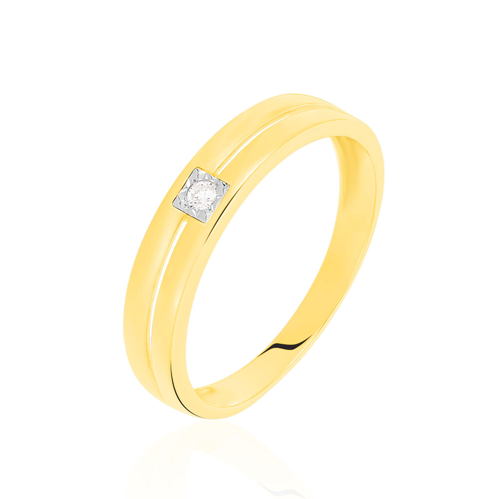 🦚 Damen Ring Gold 375 Diamant 0,03ct Viereck Vienna 5,00mm , Ring mit Stein