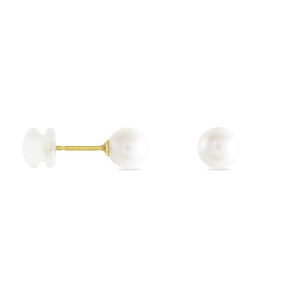 Boucles D'oreilles Puces Suki Rondes Nacres Or Jaune Perle De Culture - Spannringe Damen | OROVIVO
