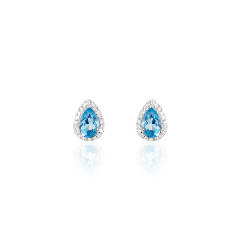 Damen Ohrstecker Weißgold 375 Topas Blau 0,59ct Tropfen Inge  - Ohrstecker Damen | OROVIVO